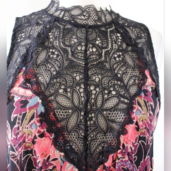 Free People Marsha Black Floral Lace Insert Mini Slip Dress Size XS Boho - Picture 3 of 6